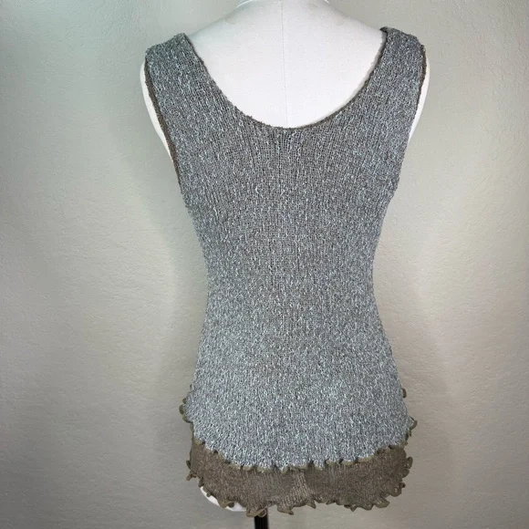 Tanami Layered Open Weave Knit Stretchy Sleeveless Pullover Tank Top EUC O/S - Picture 7 of 16